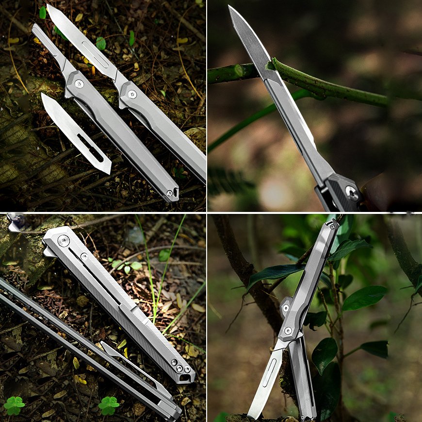 The Scalpelix:Titanium Bearing Replaceable Blade EDC Folding Knife