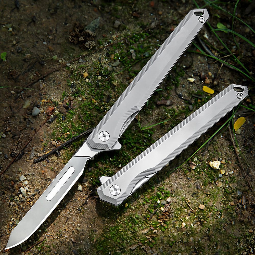 The Scalpelix:Titanium Bearing Replaceable Blade EDC Folding Knife