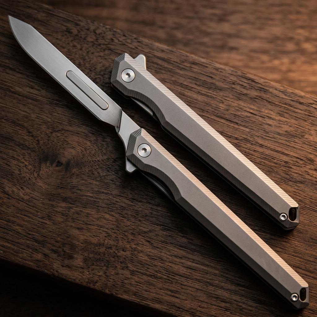 The Scalpelix:Titanium Bearing Replaceable Blade EDC Folding Knife