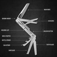 The Pioneer: D2 Steel 8-in-1 Pocket Outdoor Multi-Tool EDC Gear