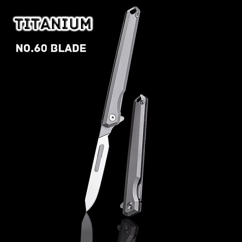 The Scalpelix:Titanium Bearing Replaceable Blade EDC Folding Knife